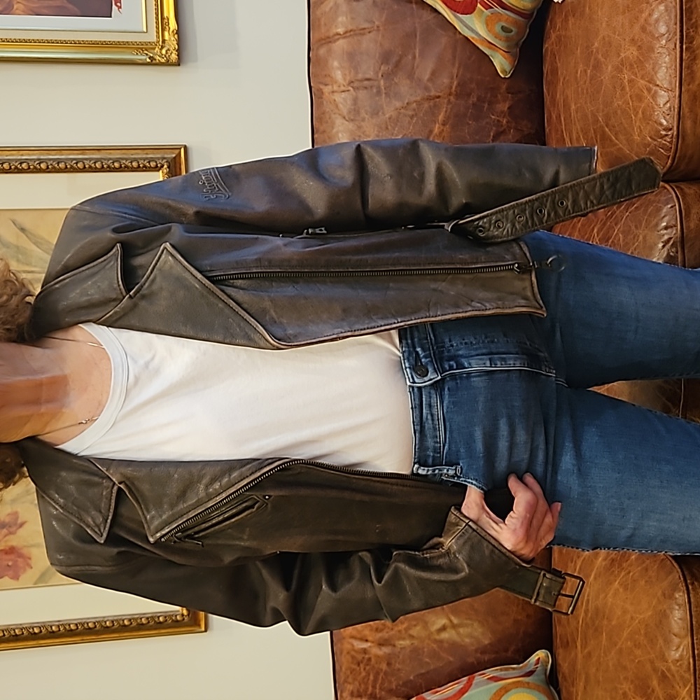 Women's or Mens Motorcycle  Distressed Leather Jacket